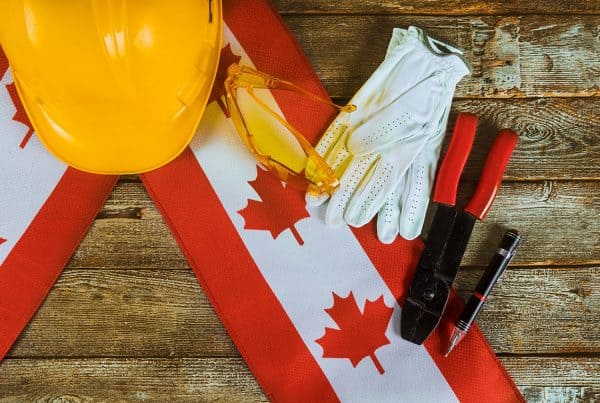 Canadian Flag Labor Day Top View Concept Labor Employment 600x403